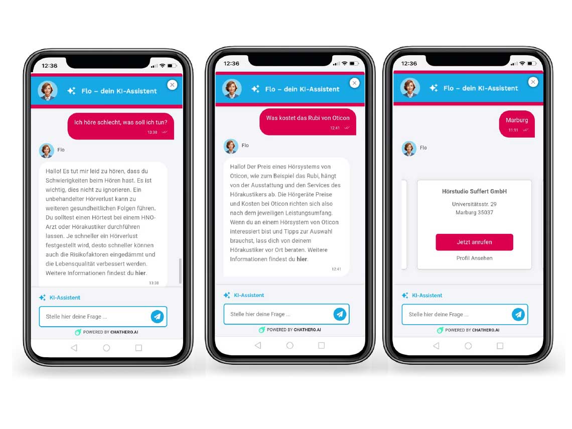 Chathero KI Assistent in Aktion auf Ihr Hörgerät Preview auf Android Gerät IHG-KI-Chat-Assistent in Aktion